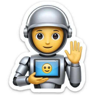 test automation bot holding a browser window representing Selenium WebDriver, emoji style sticker