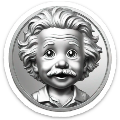 albert einstein happy baby face silver medal sticker