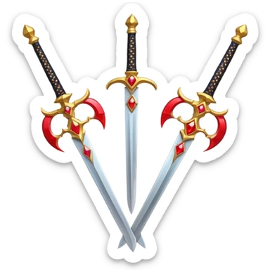 Two Golden royal swords with red gems sticker