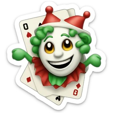 The jester comes out of a playing card sticker
