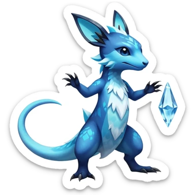 Colorful Dark Shiny Exotic Salandit-Aurorus-Glaceon-Fakémon-hybrid-creature (full body)  sticker