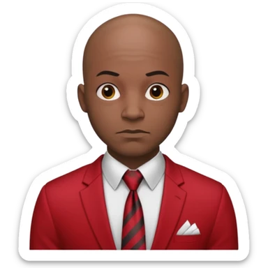 black man Bald with red necktie, red dress, heavy tattoos. sticker