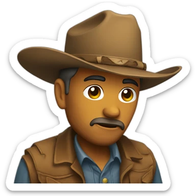 A sad cowboy sticker
