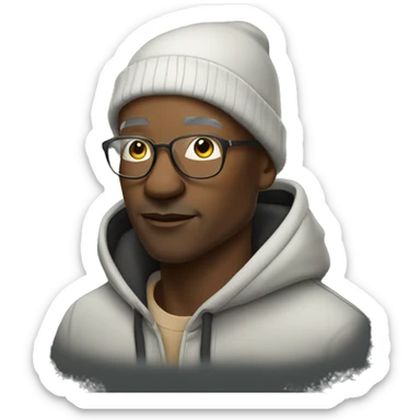 old stylish black man with fade bald head and wearing a hoodie sticker