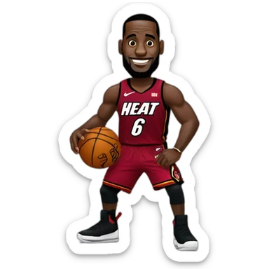 Lebron James in A Miami Heat Jersey with the number 6 doing his silencer celebration sticker