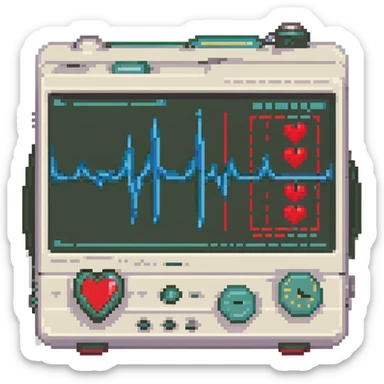 heart monitor machine with blips sticker