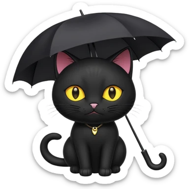 black cat with umbrella sticker