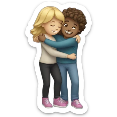 1 boy and 2 girls hugging each other  sticker