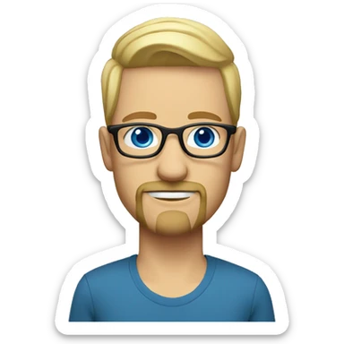 hipster man with goatee and glasses, blue eyes, blonde hair sticker