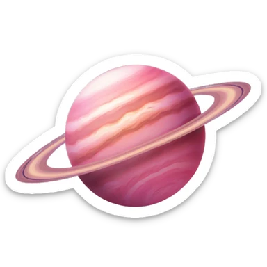 Pink planet with similar features of Jupiter, realistic with no face, theme of love sticker