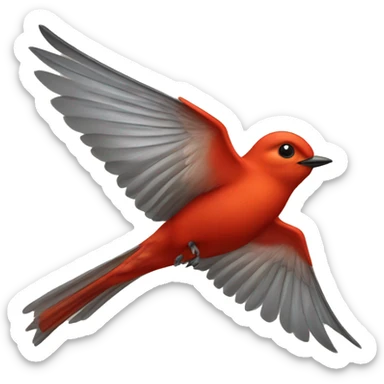 red male flycatcher bird flying sticker