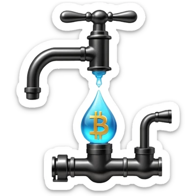 crypto currency symbol  named CryptoTap think more a tap or faucet  now add more about cryptocurrencyis sticker