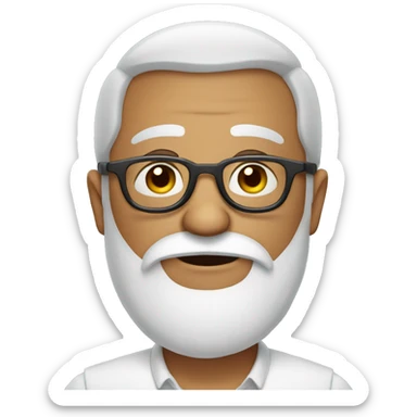 Indian white beard guy with round glasses wow emoji sticker