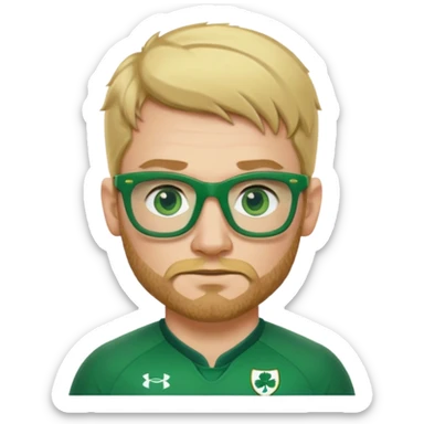irish rugby player with blond stubble and green glasses sticker