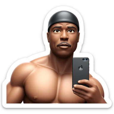 manly selfie with helmet sticker