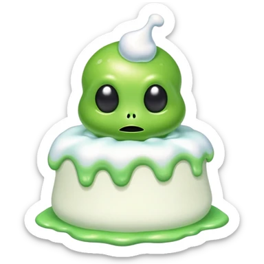 Melted marshmallows over a green alien  sticker