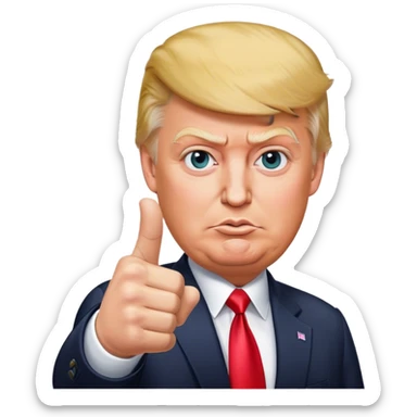 Super realistic Donald Trump pointing index finger up, realistic face sticker