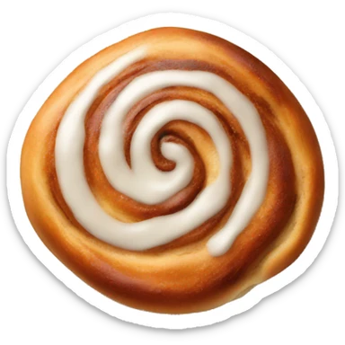 A delicious cinnamon bun lies on a plate sticker