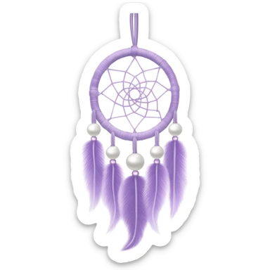 Pastel Violet lavender dreamcatcher, white bead pearls  sticker