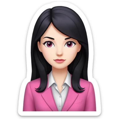 Business dress pink woman caucasian long black hair girl sticker