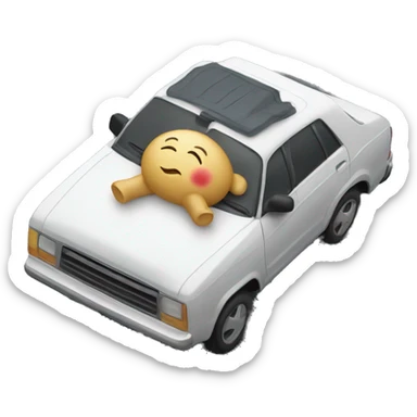 Napping on roof of car sticker