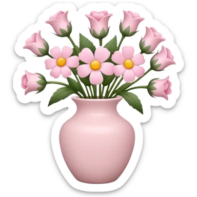 Vase with baby pink flowers in the vase sticker