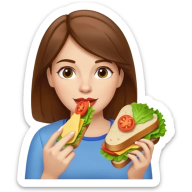 brown hair white women eating a sandwich sticker
