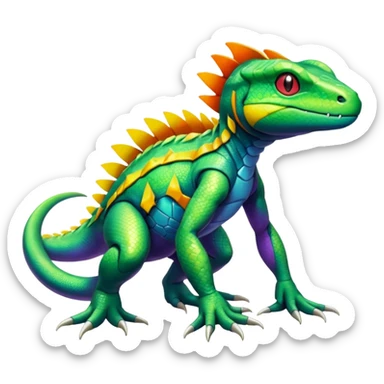 Genesect-lizard-Salandit-Treecko-Kecleon-Fakémon-Pokémon-hybrid-creature (full body)  sticker