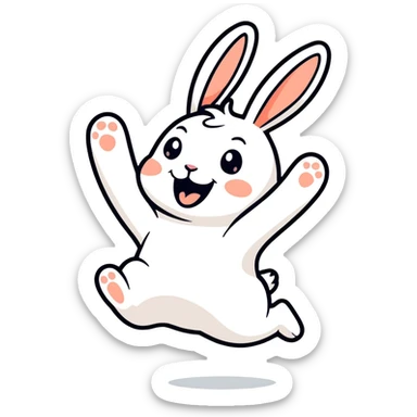 happy joyful bunny jumping into the air sticker