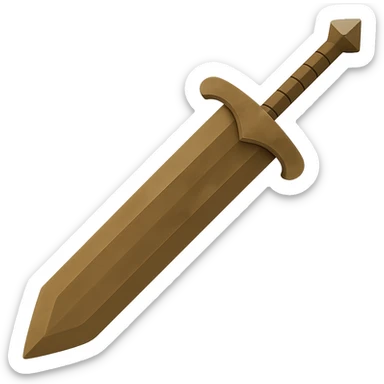 Make the greatsword longer while keeping it wide, bronze, and worn, with no gems. The style should resemble emoji style. Transparent background. sticker