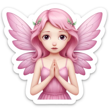 a sad pink fairy sticker