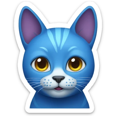 A blue cat with horns sticker