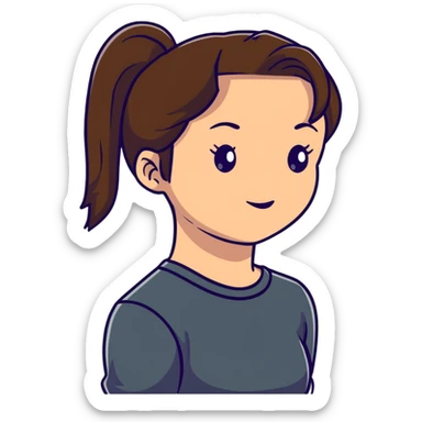 girl with brown hair and ponytail sticker