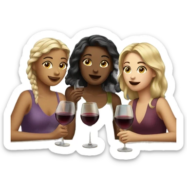 three Girls drinking wine sticker