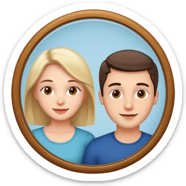 Woman in front. Man in mirror. They look similiar and look at each other sticker