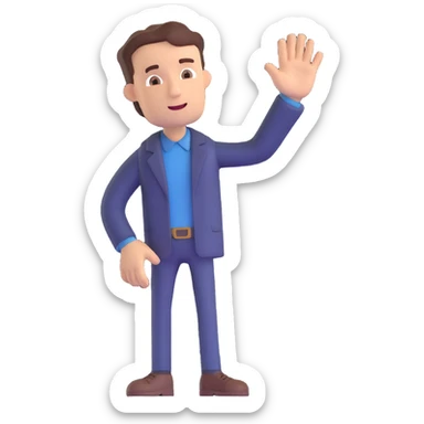 a man waving with his hand tilted forward sticker