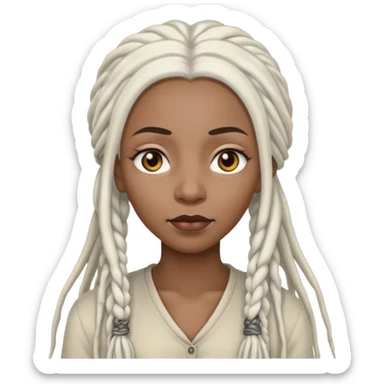 black woman with gray eyes with long white dreadlocs sticker