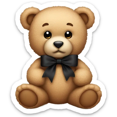 Cute teddy bear with black bow sticker
