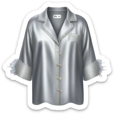 Silver silk Pyjamas with feathers on the trims  sticker