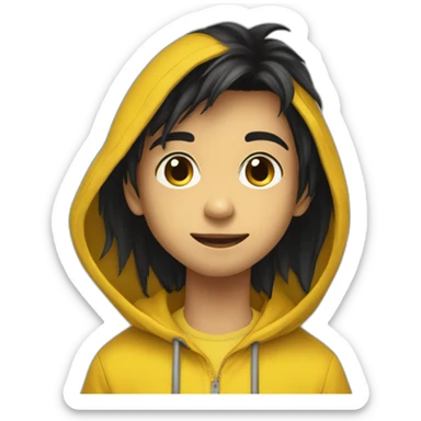 A young boy have a black hair wearing yellow hoody has a nameplate of @Champu_Editz sticker