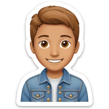 smiling portrait in denim jacket sticker