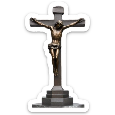 crucifix, reaching up to the sky, bronze statue sticker