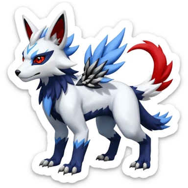 WereGarurumon-Zeraora-Renamon-Absol-fusion-hybrid-creature (full body sticker