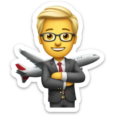Corporate traveller booking flight on app sticker