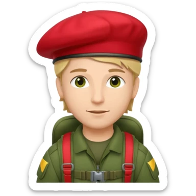 parachutiste militaire avec un béret rouge sur la tête  sticker