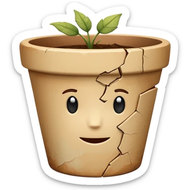broken empty flower pot with out emojis sticker