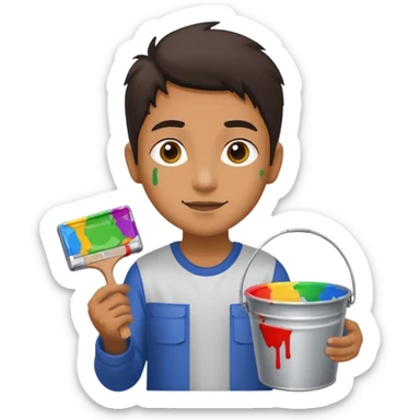 Poster Paster + bucket, Street Artist. sticker