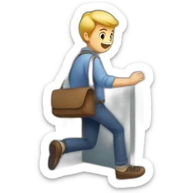 a tom knocking on the door in hurry to get inside  sticker