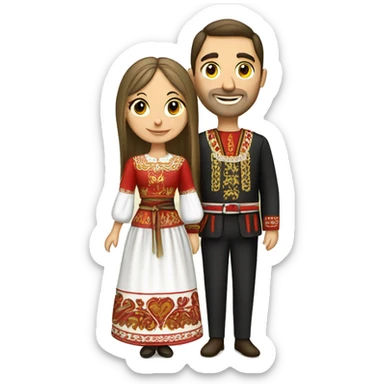 Serbian couple in traditionnal serbian attire sticker