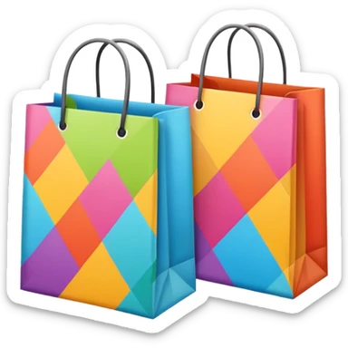 two shopping bags colors sticker